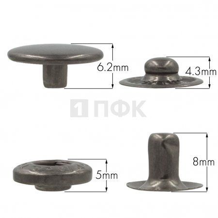 Кнопка для одежды 15мм Альфа сталь цв никель тем (уп 720шт) STORM