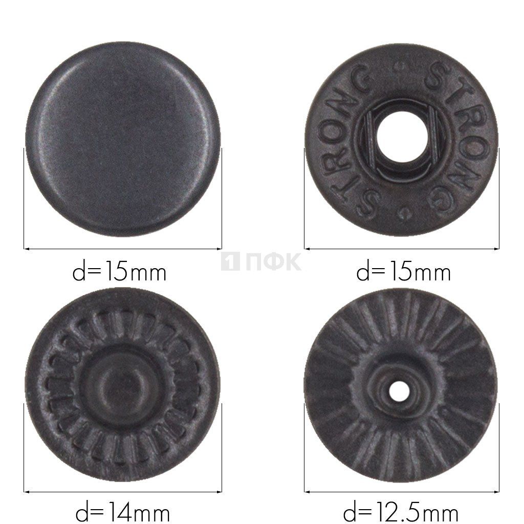 Кнопка для одежды 15мм Альфа сталь цв оксид (уп 720шт) STRONG