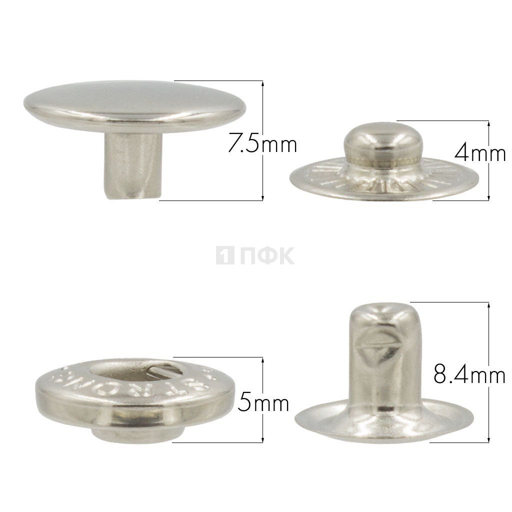 Кнопка для одежды 15мм Альфа сталь цв никель (уп 720шт) STRONG