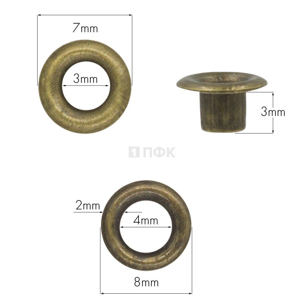 Люверсы №17 3мм сталь цв антик (уп 5000шт) 