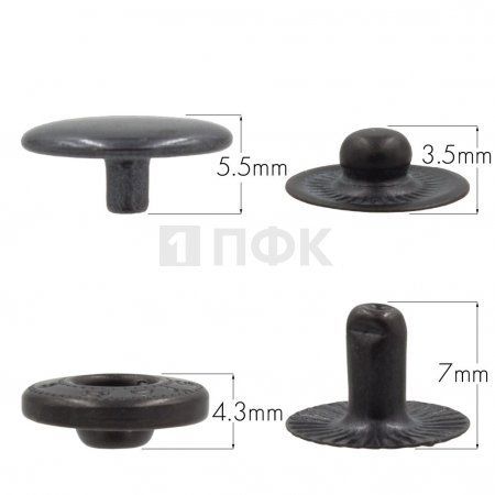 Кнопка для одежды 12,5мм Альфа латунь цв оксид (уп 1440шт) NEW STAR