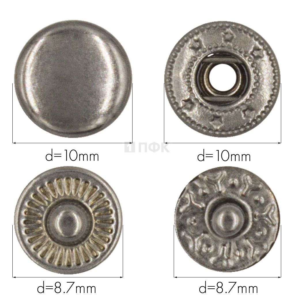 Кнопка для одежды 10мм Альфа латунь цв никель тем (уп 1440шт) STRONG — ПФКР Кнопка для одежды 10мм Альфа латунь цв никель тем (уп 1440шт) STRONG