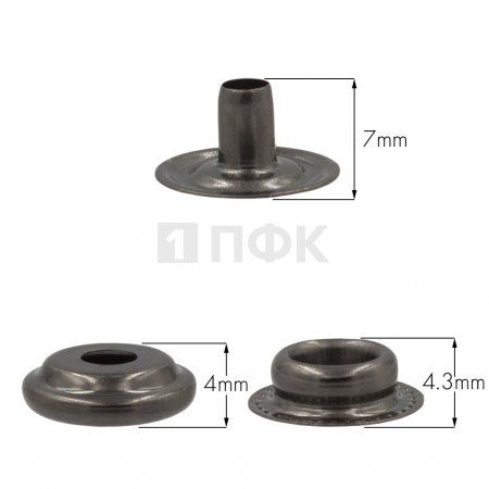 3 Части кнопки для одежды 15мм №61 сталь цв никель тем (уп 720шт) NEW STAR