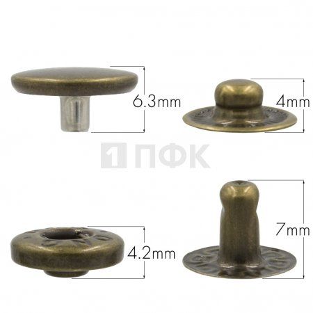 Кнопка для одежды 12,5мм Альфа нерж цв антик (уп 1440шт) DNG