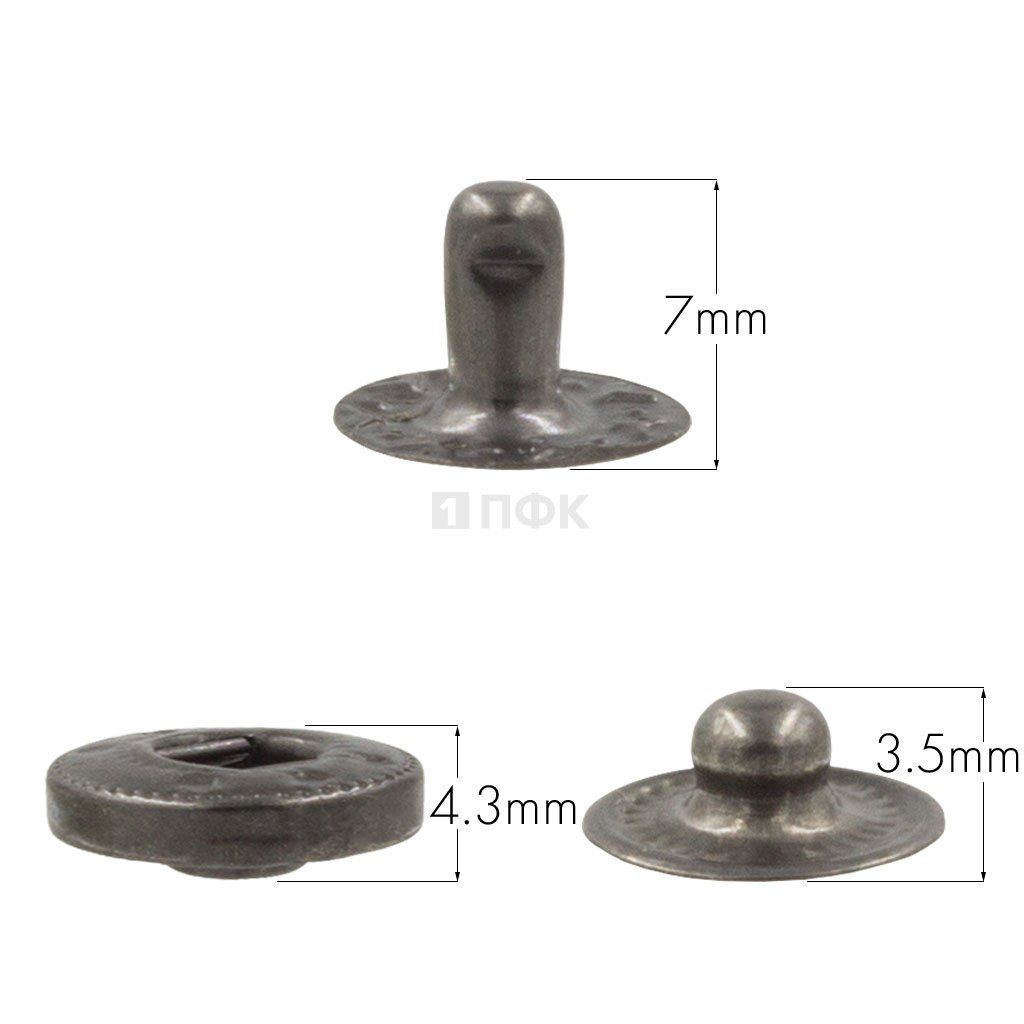 3 Части кнопки для одежды 12,5мм Альфа нерж цв никель тем (уп 1440шт) NEW STAR