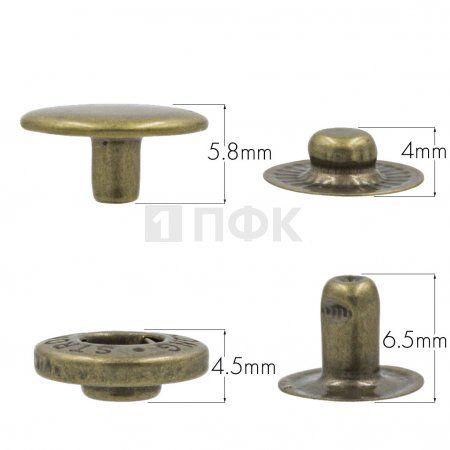 Кнопка для одежды 12,5мм Альфа сталь цв антик (уп 1440шт) STRONG 