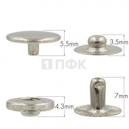 Кнопка для одежды 12,5мм Альфа нерж цв никель (уп 1440шт) NEW STAR