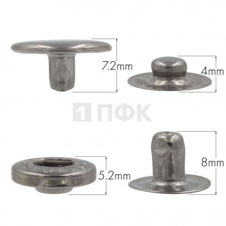 Кнопка для одежды 15мм Альфа сталь цв никель тем (уп 720шт) STRONG