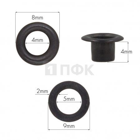 люверсы №2 4мм сталь цв оксид (уп 5000шт) 