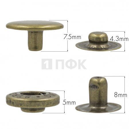 Кнопка для одежды 15мм Альфа латунь цв антик (уп 720шт) STRONG