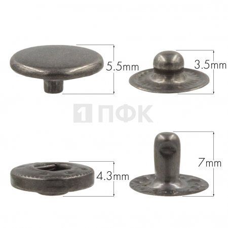 Кнопка для одежды 12,5мм Альфа латунь цв никель тем (уп 1440шт) NEW STAR