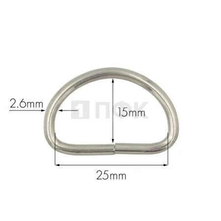 Полукольцо 25мм (толщ 2,6мм) цв никель (уп 1000шт/10000шт) Полукольцо 25мм (толщ 2,6мм) цв никель (уп 1000шт/10000шт)