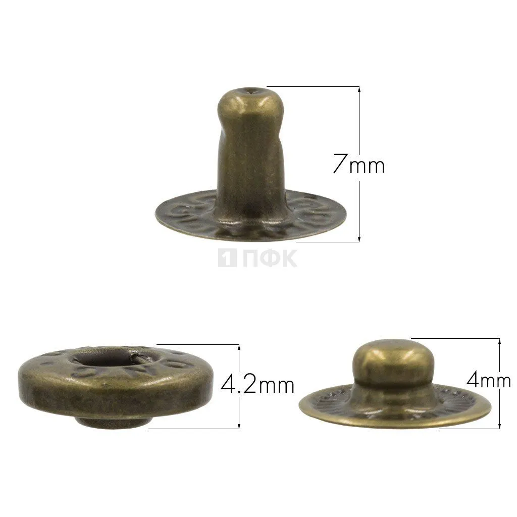 3 Части кнопки для одежды 12,5мм Альфа нерж цв антик (уп 1440шт) DNG