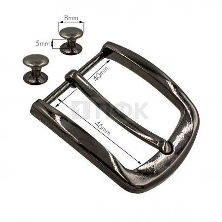 Пряжка металлическая ременная 40мм цв никель темный + 2 хольнитена (уп 50шт)