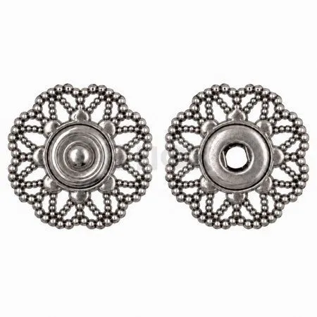 Кнопка пришивная декоративная YM-0515 15мм цв никель (уп 100шт/кор 1000шт)