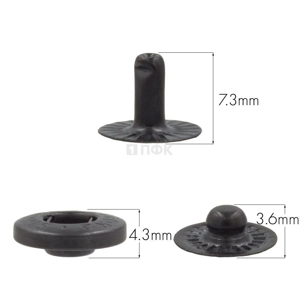 3 Части кнопки для одежды 12,5мм Альфа латунь цв оксид (уп 1440шт) STRONG